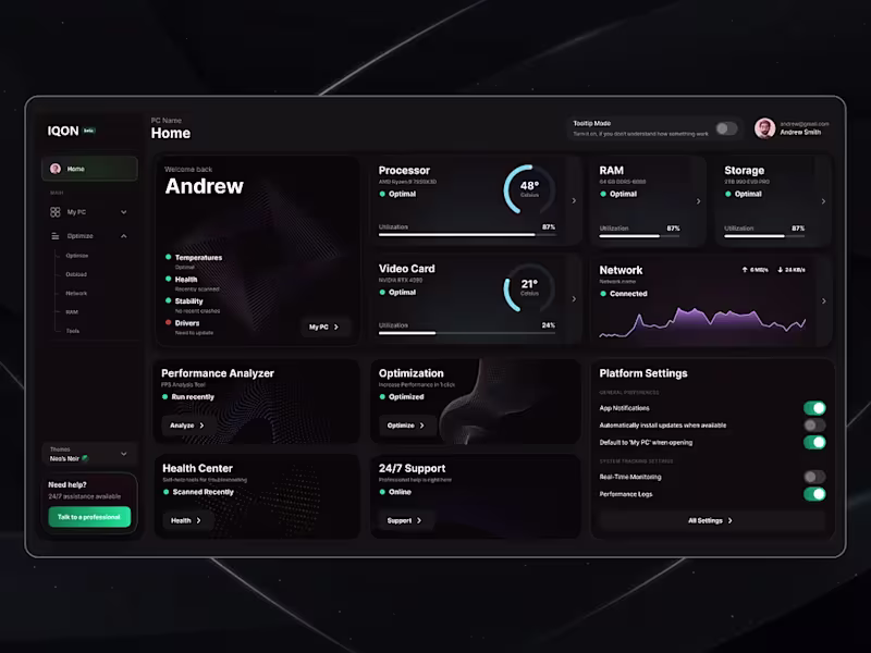 Cover image for IQON | High-Performance System Monitoring UI/UX Design