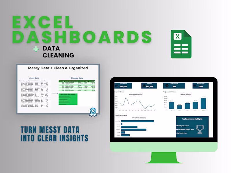 Cover image for Custom Excel Dashboard Creation