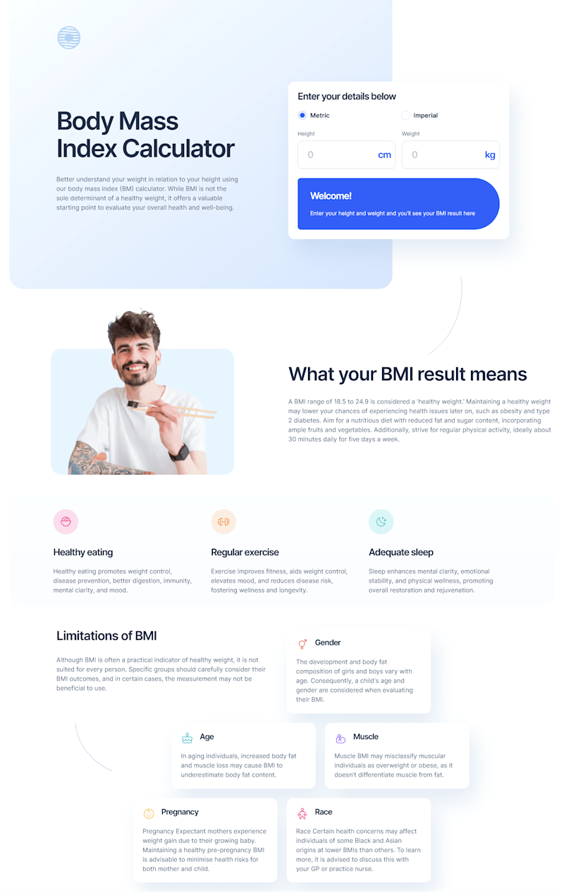 Cover image for BMI Calculator Website