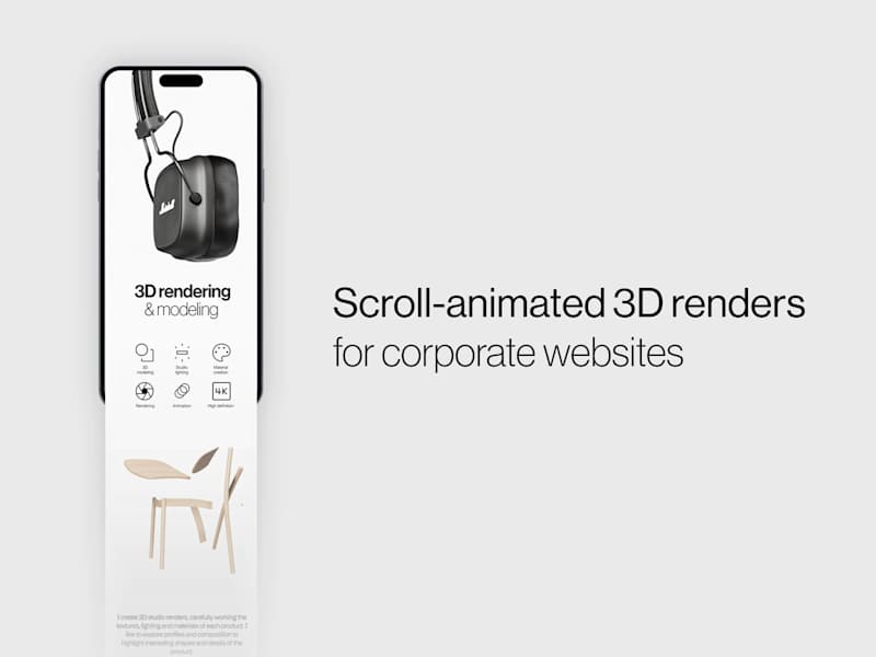 Cover image for Website scroll-animated renders for modern companies