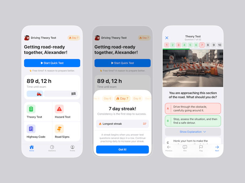 Cover image for Theory Test App Interface