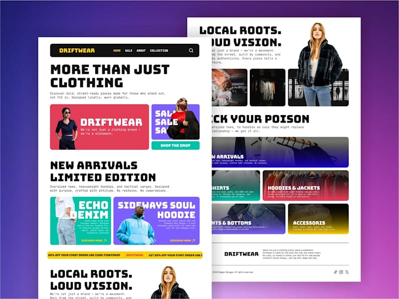 Cover image for UI/UX Design: Bold Design Website for Fictional Streetwear Brand