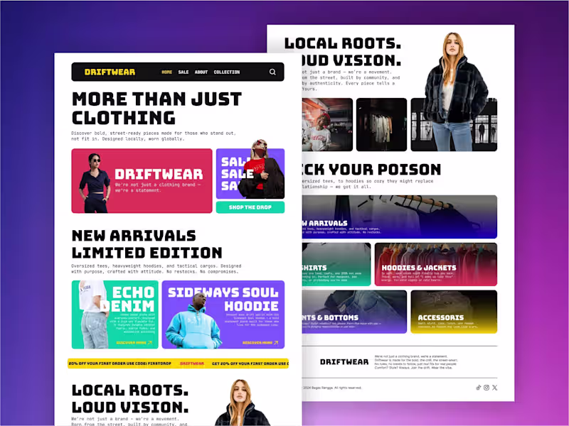 Cover image for UI/UX Design: Bold Design Website for Fictional Streetwear Brand