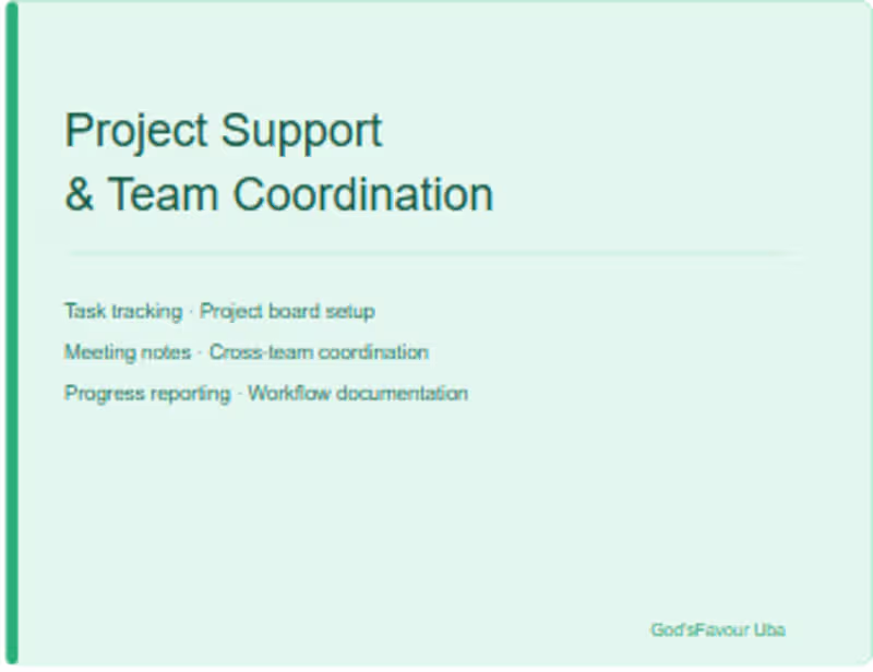 Cover image for Project Support & Team Coordination