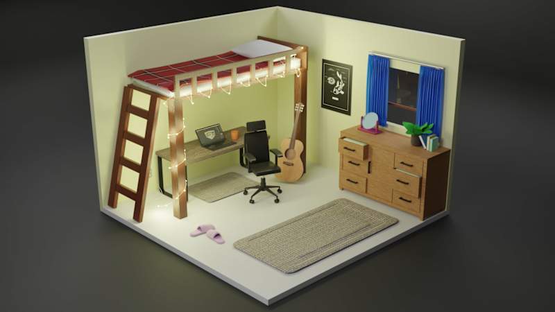 Cover image for 3D Isometric Bedroom