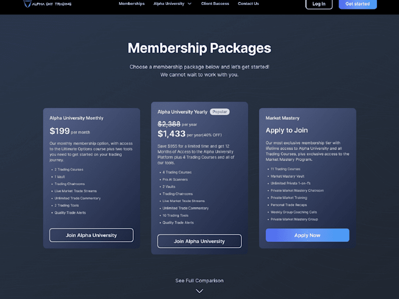 Cover image for Pricing Page for a Trading Educational Platform