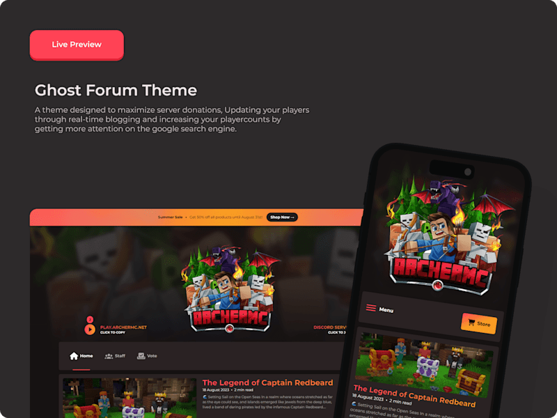 Cover image for Product Page for Ghost Theme for Forums