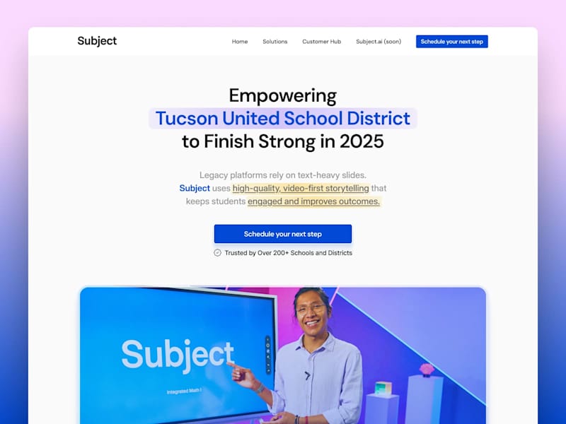 Cover image for Landing page design for Subject (new variation from existing)