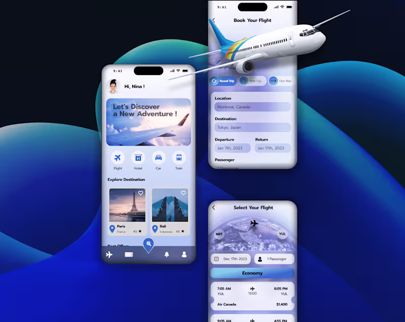 Cover image for UI/UX designs: Flight Reservation App Roommates Rental App💫✨