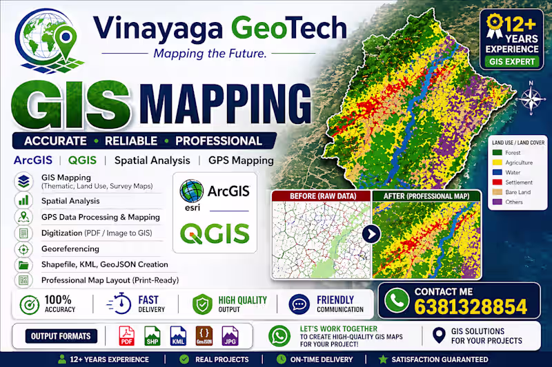 Cover image for Senior GIS Specialist | Spatial Analysis | ArcGIS & QGIS Expert