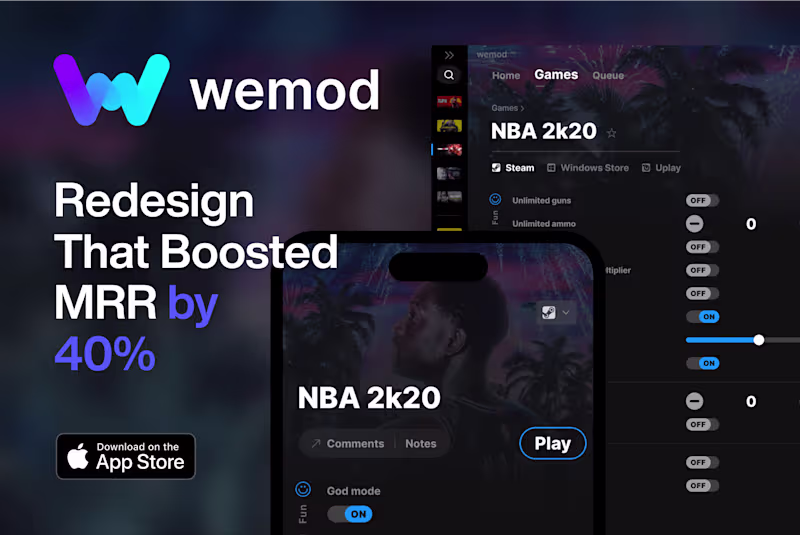Cover image for WeMod · Redesign That Boosted MRR by  40%