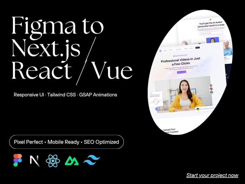 Cover image for Figma to Next.js/React/Vue with Tailwind & GSAP Animations