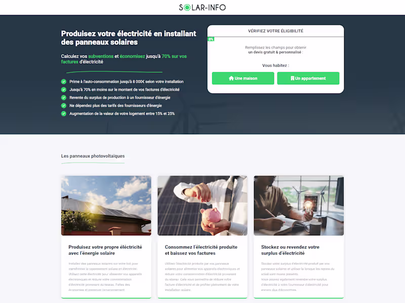 Cover image for Landing Page - Solar Info