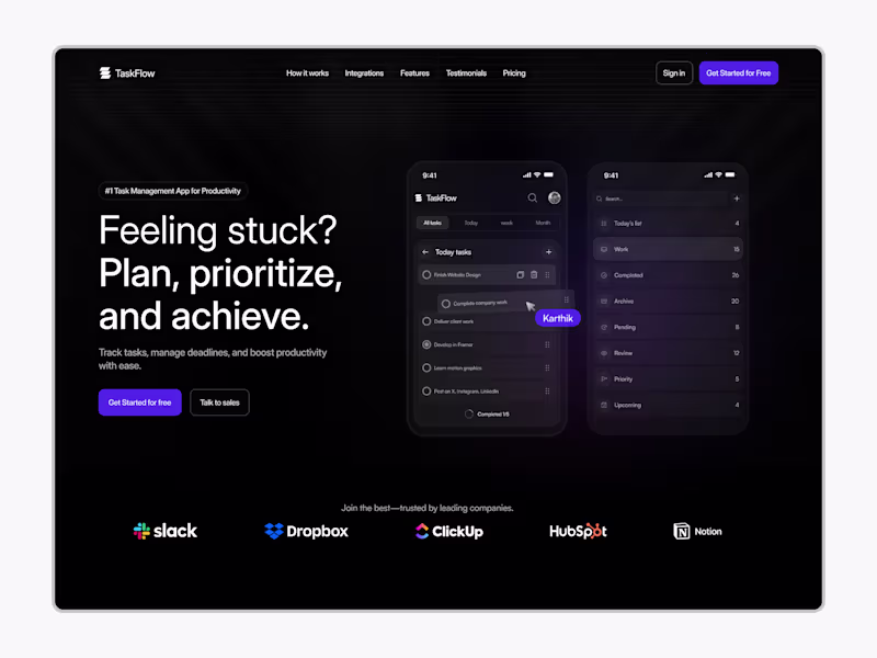 Cover image for Task Management Landing Page - Hero Section🙌