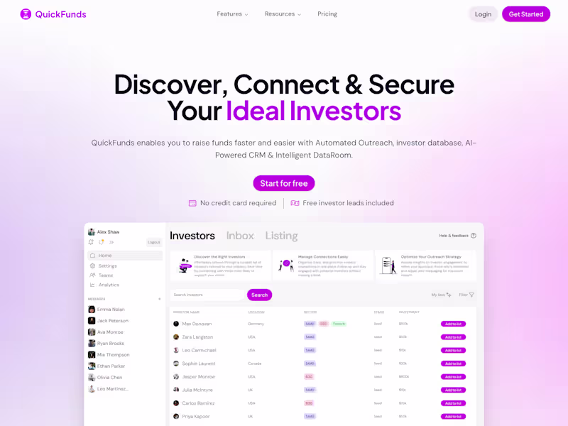 Cover image for AI-Driven Investor Outreach & CRM Platform — QuickFunds.ai