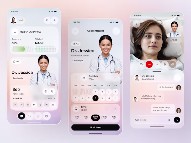 Cover image for Expert UI Design for Telemedicine & Doctor Booking Apps