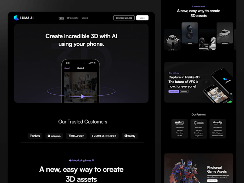 Cover image for Luma AI - Website UI UX Redesign