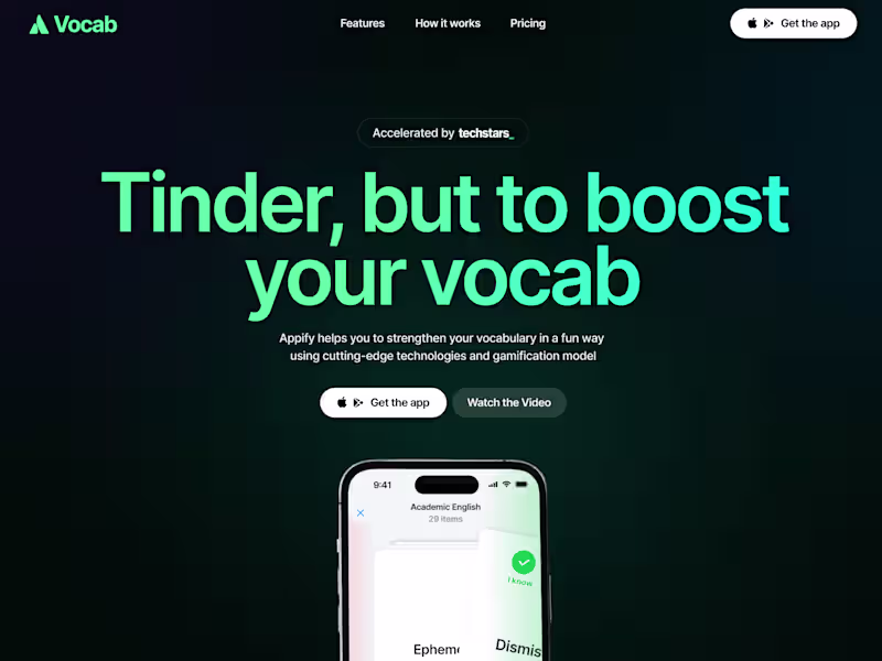 Cover image for Vocab - Mobile App Landing Page