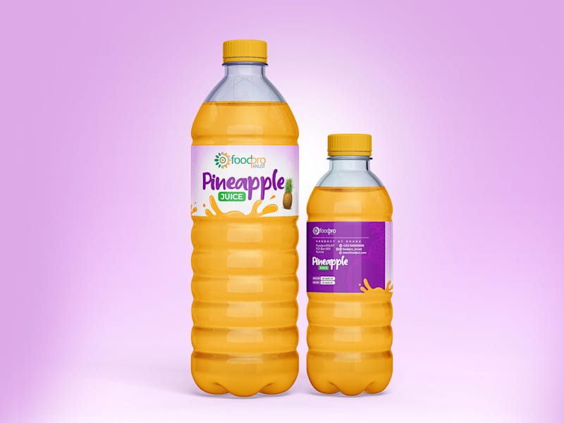 Cover image for Foodpro KNUST Pineapple Juice Bottle Label Design