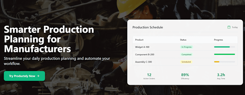 Cover image for Productely an automatic production planner for factories 