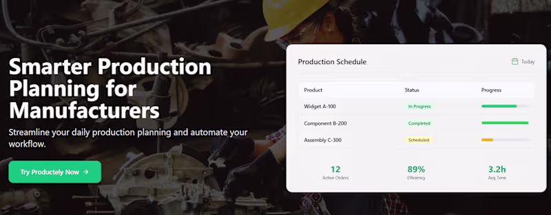 Cover image for Productely an automatic production planner for factories 