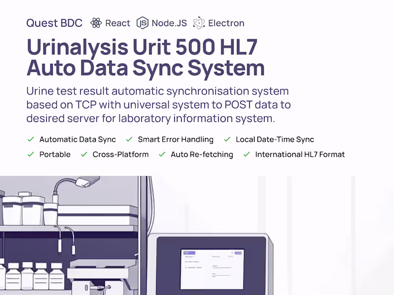 Cover image for Urinalysis Urit 500 HL7 Auto Data Sync System