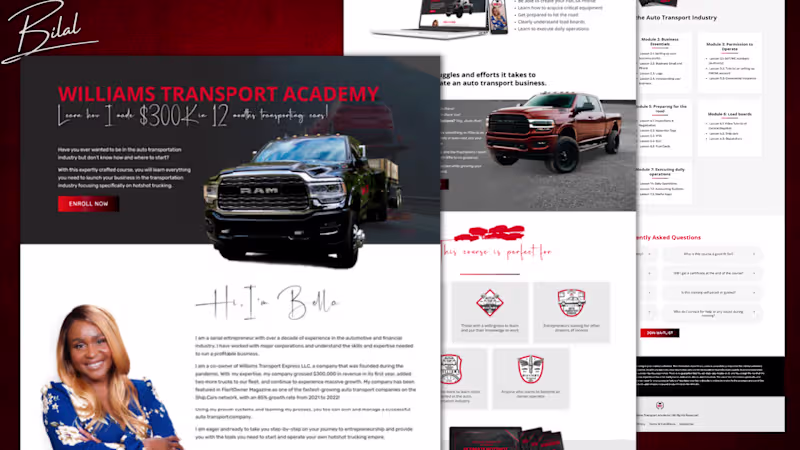 Cover image for Williams Transport Academy — Website & Marketing Funnel Deve...