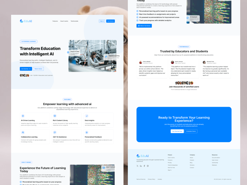 Cover image for EduAI Landing Page Design and Development