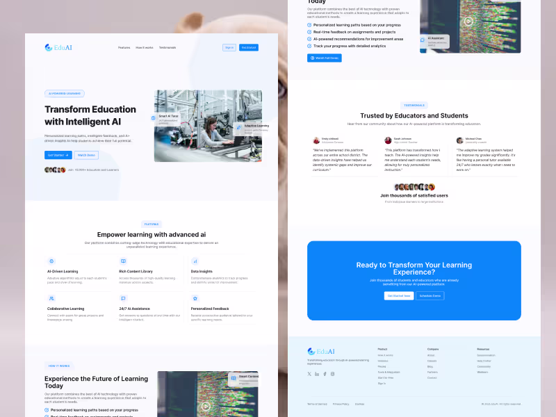 Cover image for EduAI Landing Page Design and Development