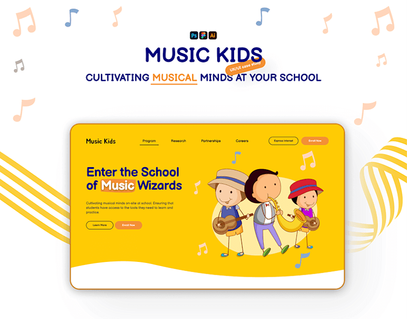Cover image for Music Kids | UI/UX Case Study :: Behance