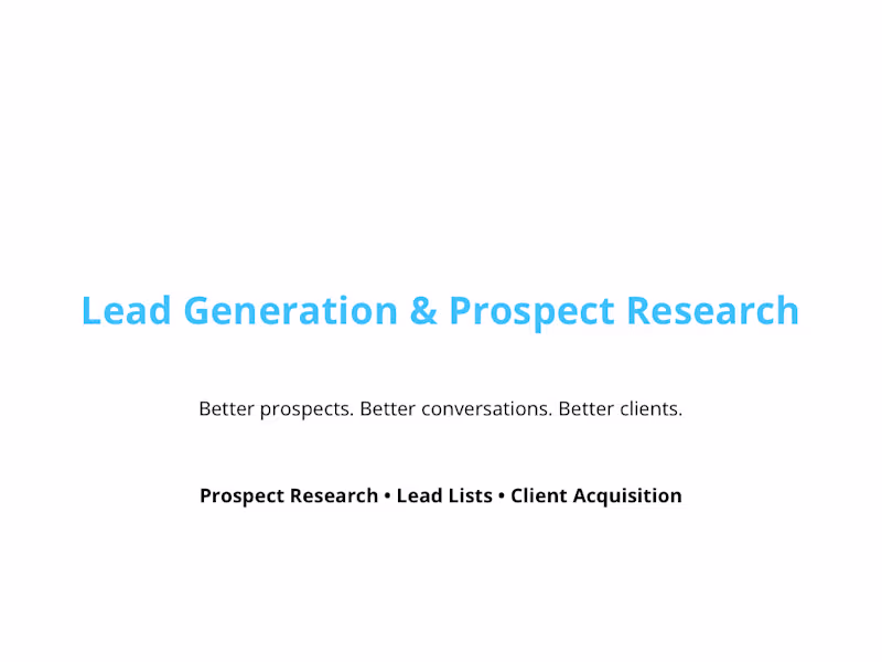Cover image for Lead Generation & Prospect Research