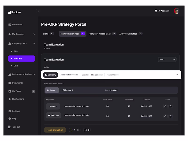 Cover image for AI-Powered OKR & Performance Review System for Incipio