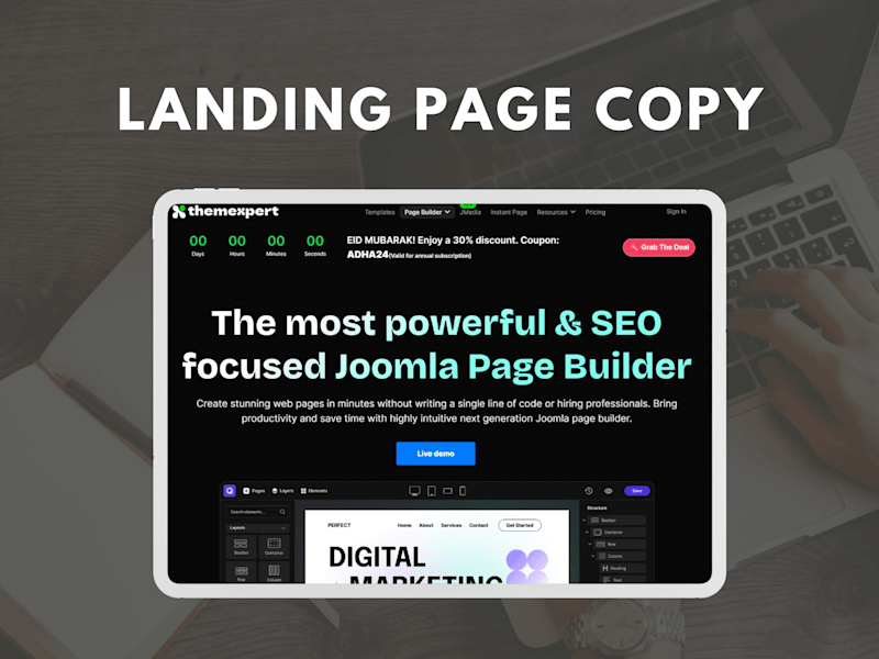 Cover image for Landing Page Copy Overhaul for Joomla Page Builder Company