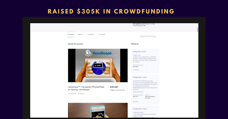 Cover image for Handycase raised $305k in crowdfunding 