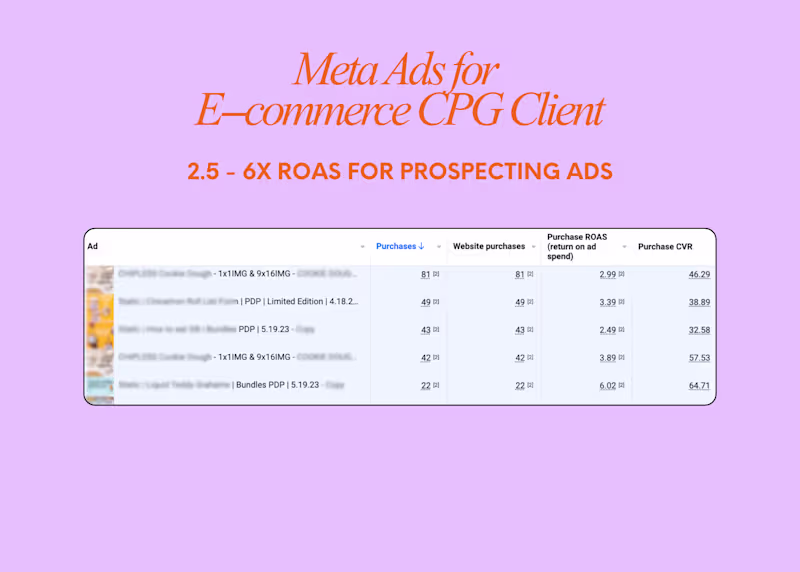 Cover image for Meta Ads for CPG E-commerce Brand