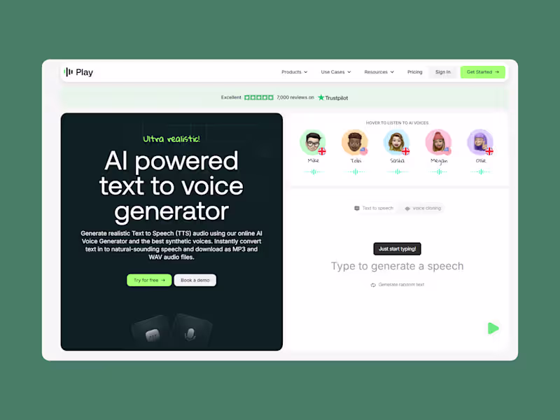 Cover image for PlayAI Website (Webflow Development + Design)