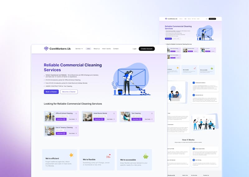 Cover image for Cleaning Website Design for CoreWorkersUK