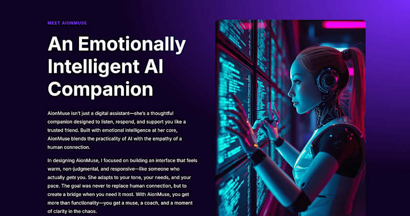 Cover image for Aionmuse - An Emotionally Intelligent AI Companion