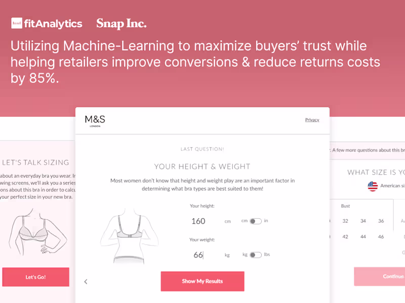 Cover image for Fit Analytics / SNAP INC ARES - Machine-Learning Retail tech