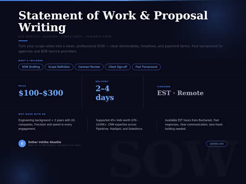 Cover image for Statement of Work & Proposal Writing — B2B Services