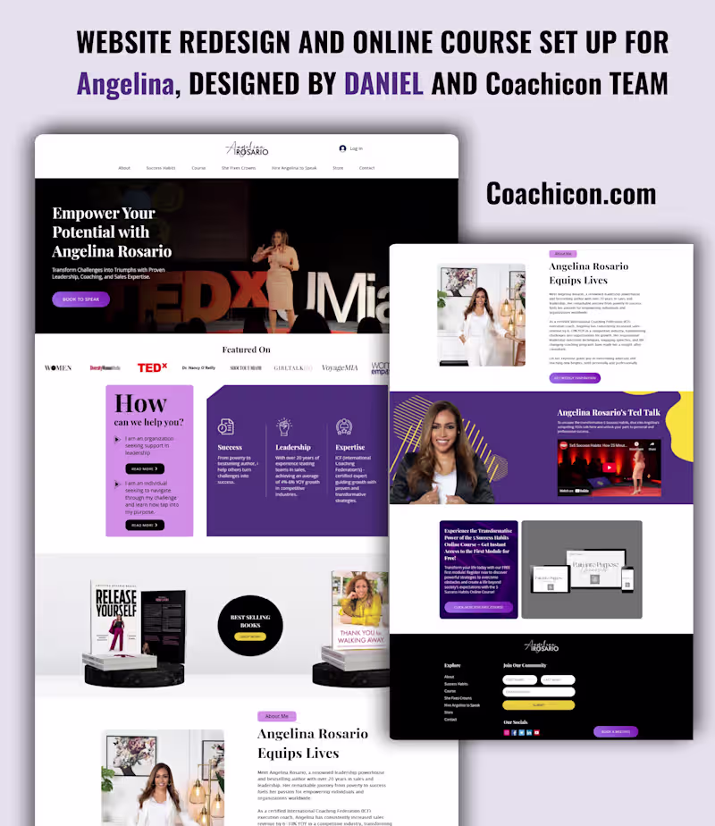 Cover image for Website Redesign & Online Course Setup for Angelina Rosario ...