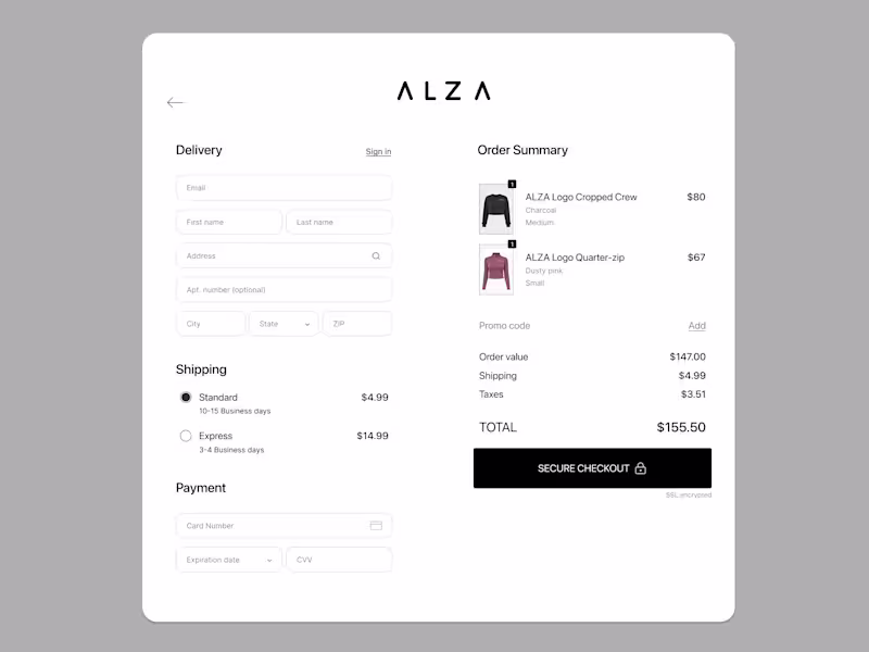 Cover image for ALZA - Checkout UI