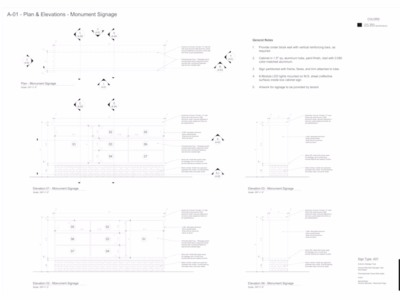 Cover image for building sign, signage design and technical drawing for permit