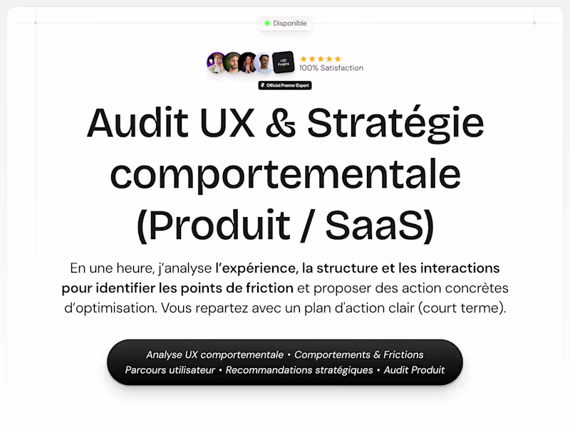 Cover image for Audit UX & Stratégie comportementale (Produit / SaaS)