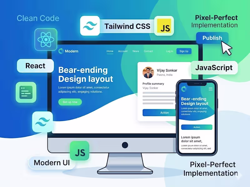 Cover image for Frontend Development (React · Tailwind · Modern UI