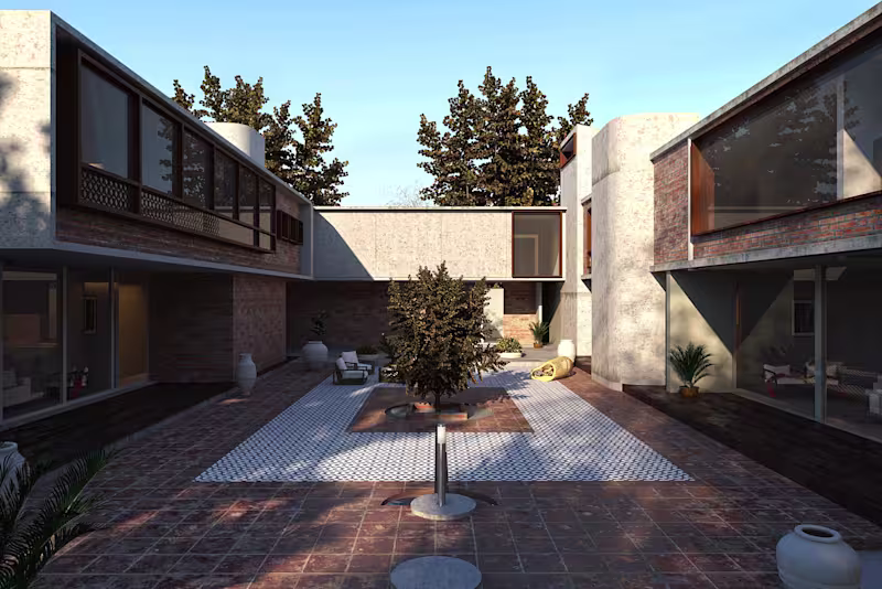 Cover image for This farmhouse explores a quiet balance between architecture...