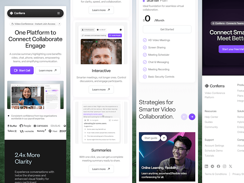 Cover image for Conferra - Video Conference Responsive Landing Page