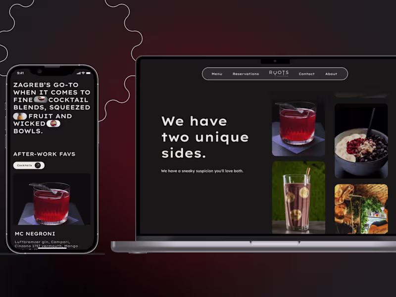 Cover image for Roots Bar website
