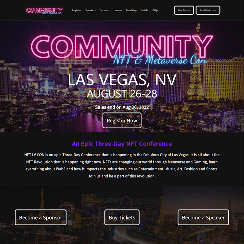Cover image for NFT Las Vegas Convention Website
