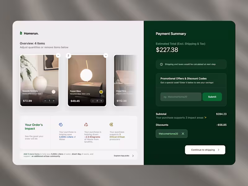 Cover image for Product Checkout Flow • Sustainable E-Commerce UI